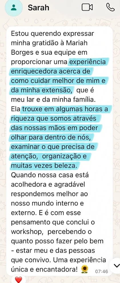 Depoimento Sarah